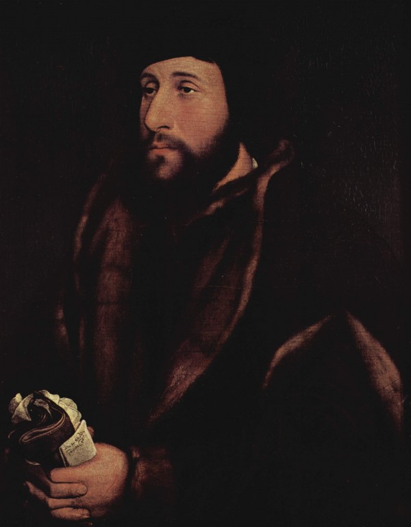 Portrait of a man with a letter and gloves by Hans Holbein